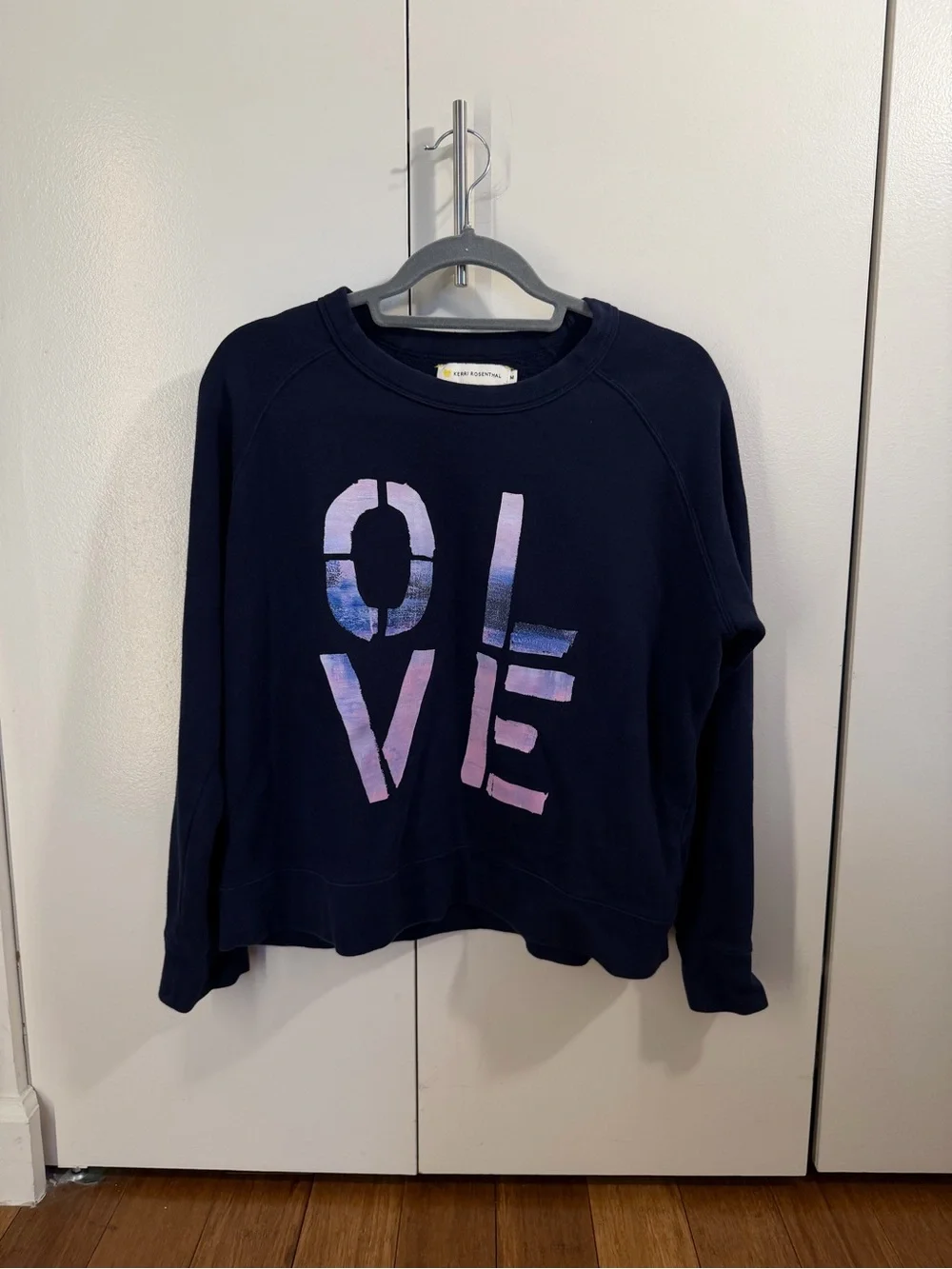 KERRI ROSENTHAL - Navy Graphic Crewneck - Navy/Pink